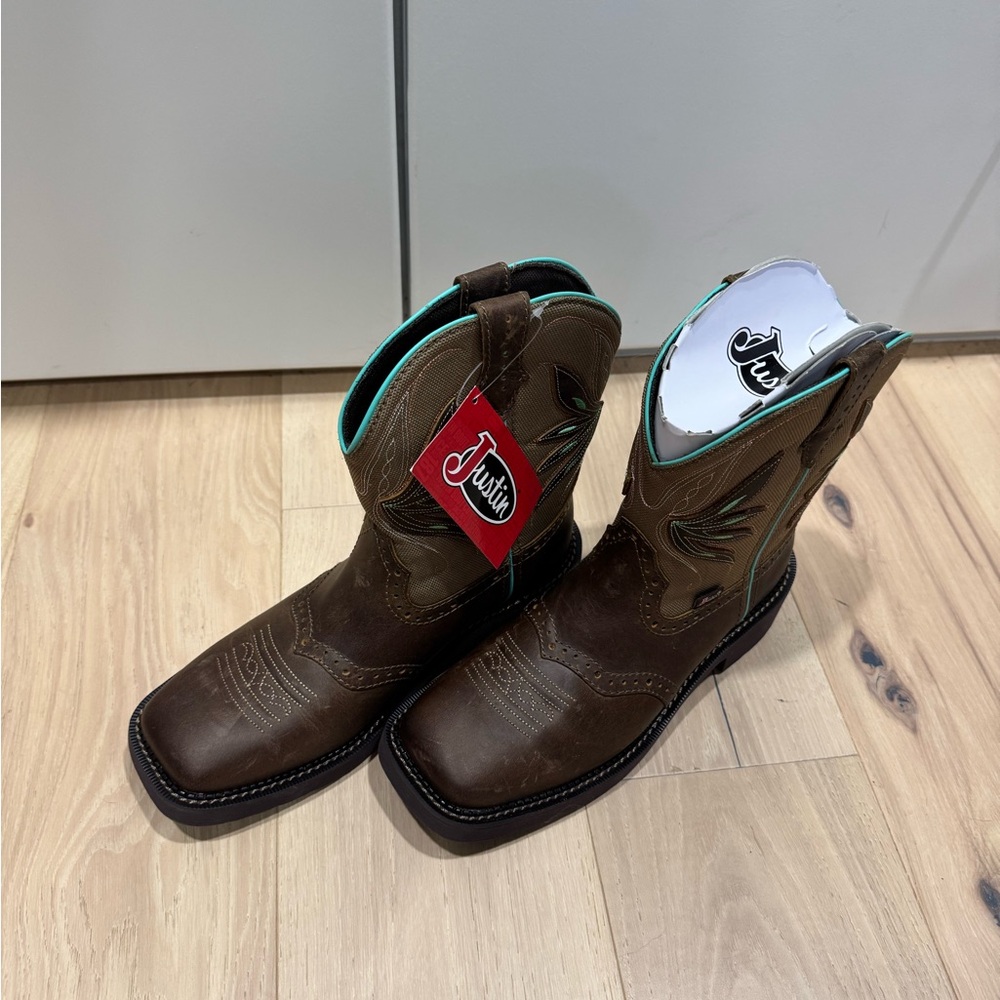 Justin Women’s Boots - Brown and Teal Western Boots